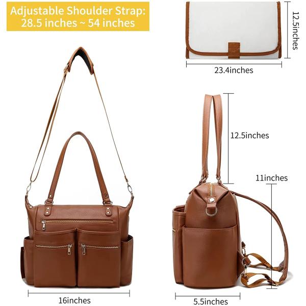 Papa maman sac à dos de couche sac à dos en cuir sac à dos de changement 16,5 x 7 x 13,5 