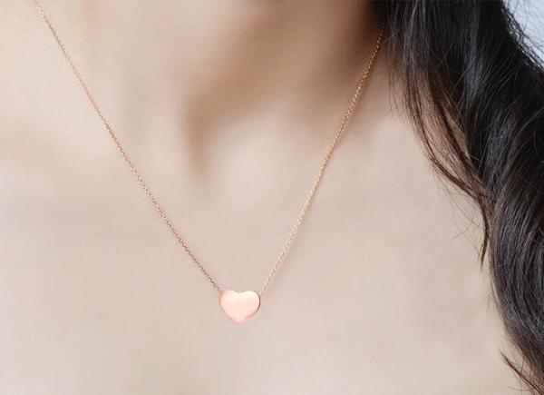 Stainless Steel Necklace Pink Gold 18K Rose Golden Fashion Necklace