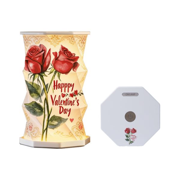 Portable Glowing Pleated Rotating Paper Lamp LED Foldable Eco Friendly Battery Operated Custom
