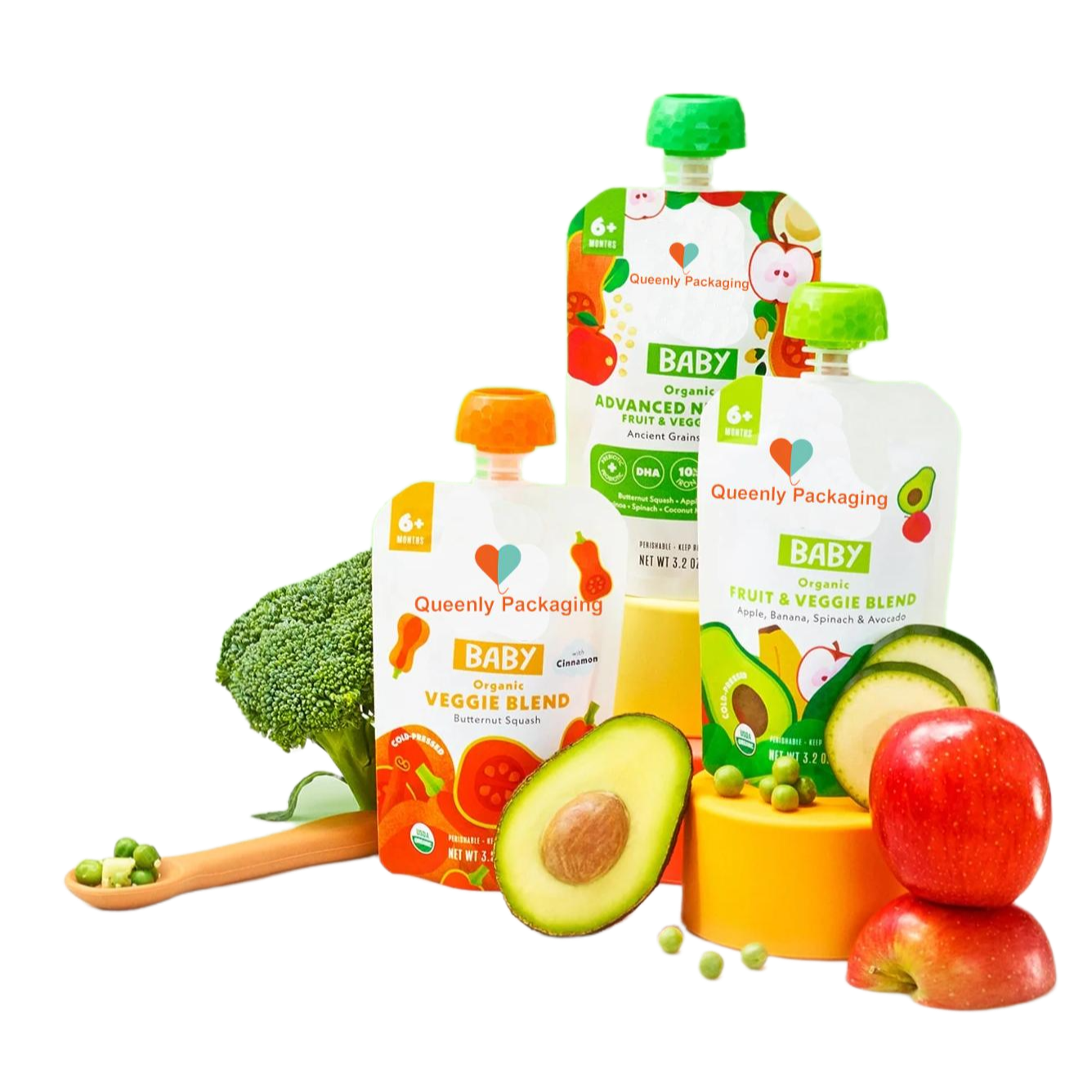 90g Apple Puree Baby Food Spout Bag With Anti-Swallowing Lid