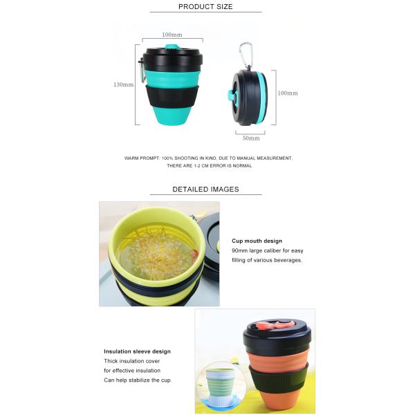 OEM ODM 450ML Novelty Collapsible Silicone Coffee Cup
