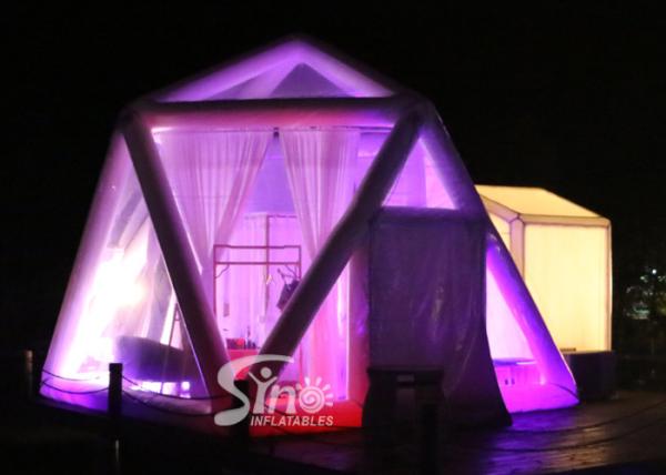 Starry Night Airtight Polygon Camping Tent Inflatable Bubble Hotel Dispense With Permanent Electricity Blower