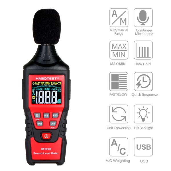 100dB цифровой измеритель уровня, метр шума 110dB цифров