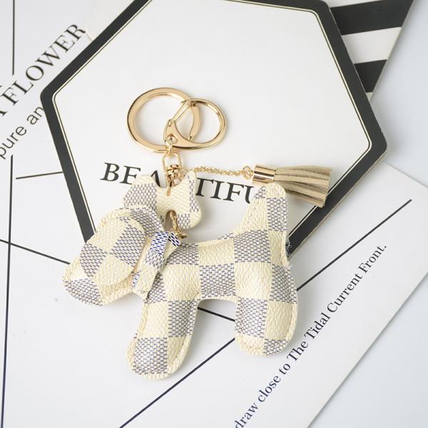 OEM Leather Teddy Bear Keychain , 65mm Cute Keychains For Women