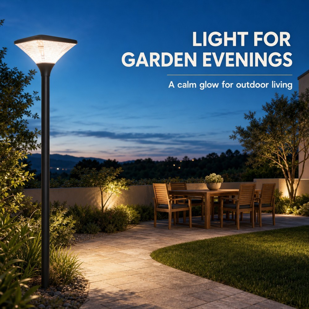 Modern Square Solar Garden Lights Warm White 30W 50W Pole Mount Weather Resistant