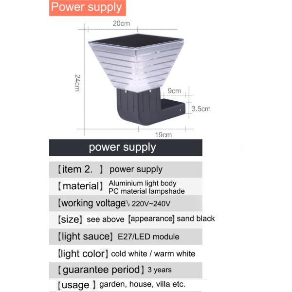 Square Solar Wall Lights Outdoor Waterproof Solar Modern Style Simple Garden Villa LED Wall Lamp