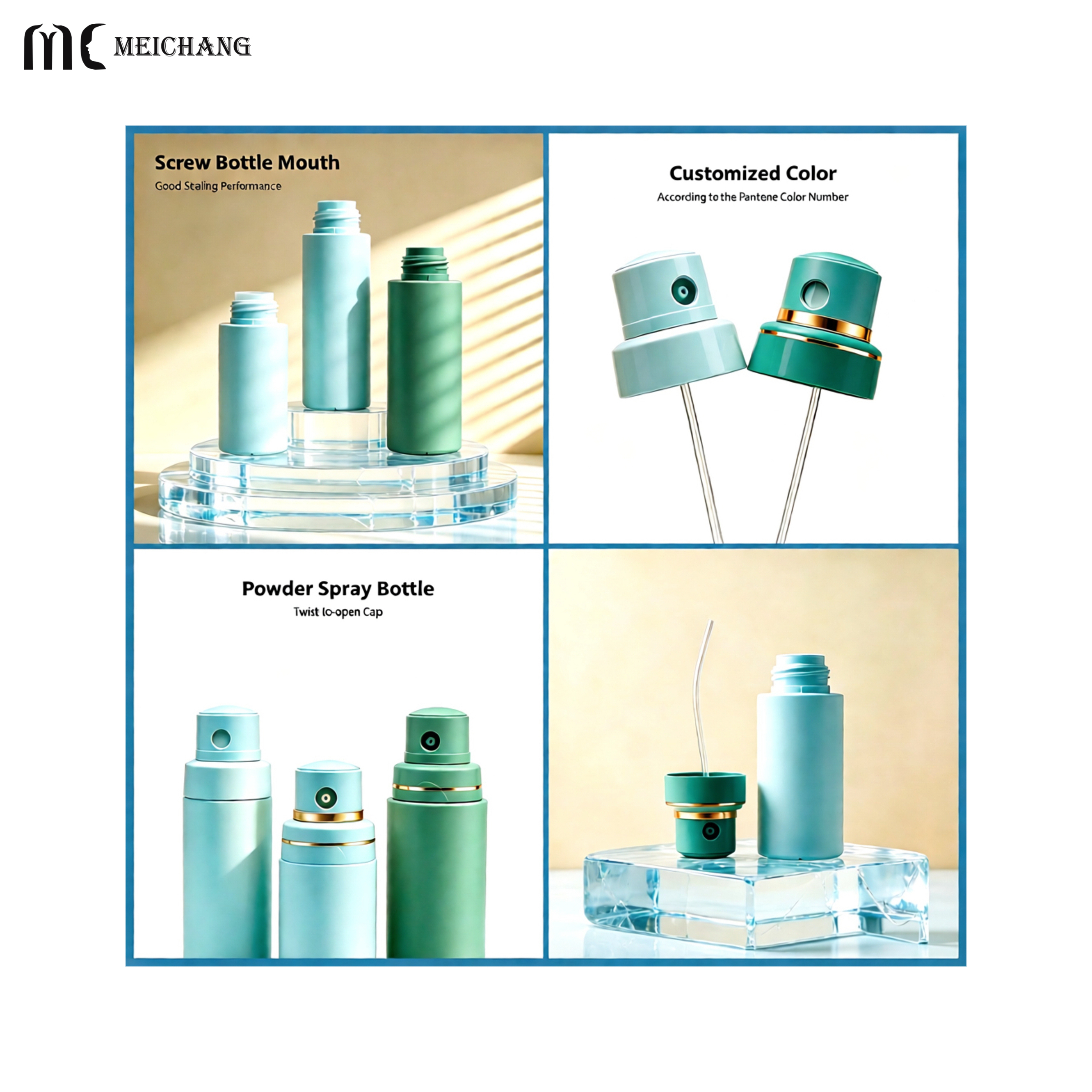 60ml 100ml 150ml Round PCR HDPE Powder Spray Bottle for Skincare Powder Packaging (MC-1504)