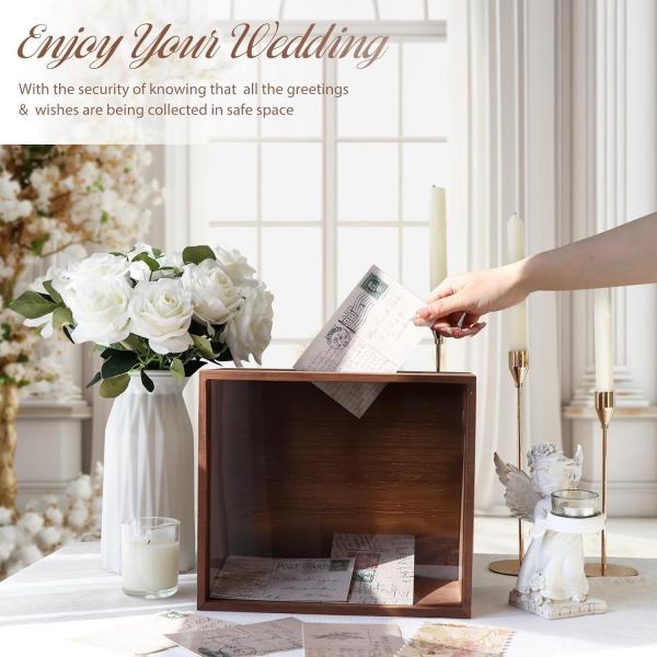 Boîte de cartes de mariage en bois personnalisée Boîte de rangement de cartes cadeaux