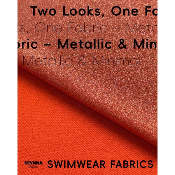 Tejido de punto doble de 230 g/m con nailon reciclado y acabado metálico para verano y otoño