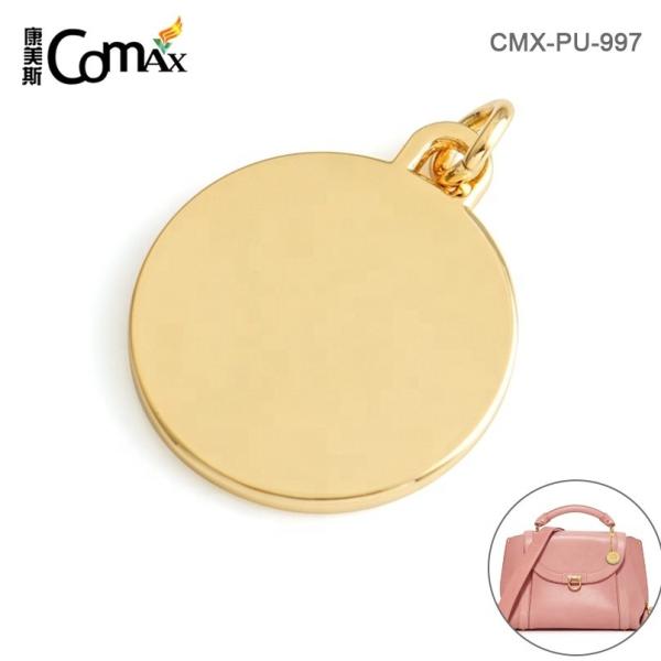 Round Tag and Loop Logo Metal Charm Engraved Logo Plates for Customized Metal Logo