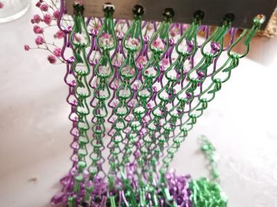 Colorful Double Hook Decorative Aluminum Chain Link Mesh For Shower Curtain
