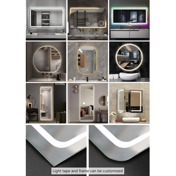 Espejo de LED de longitud completa anti niebla Espejo de pared de cuerpo completo 5 mm con sensor táctil