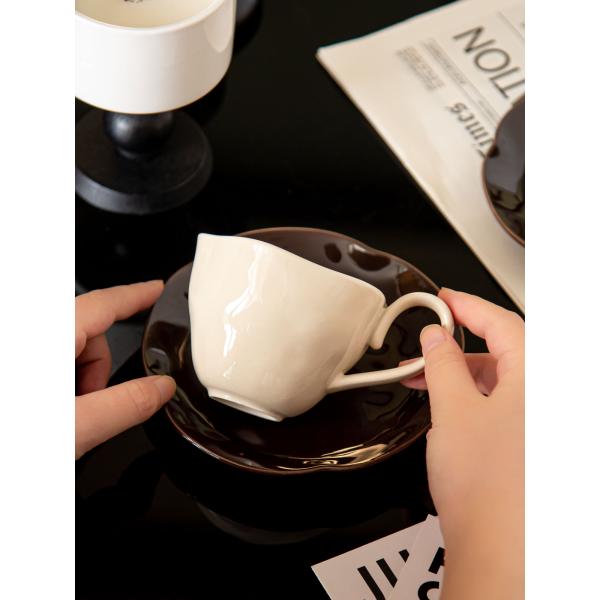 Novelty Design Style Handmade Ceramic Coffee Cups And Saucers For Sustainable