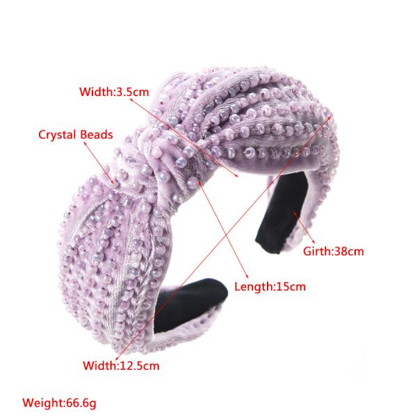 Velvet Handmade Beaded Headband Knot Wide Brim Hair Band