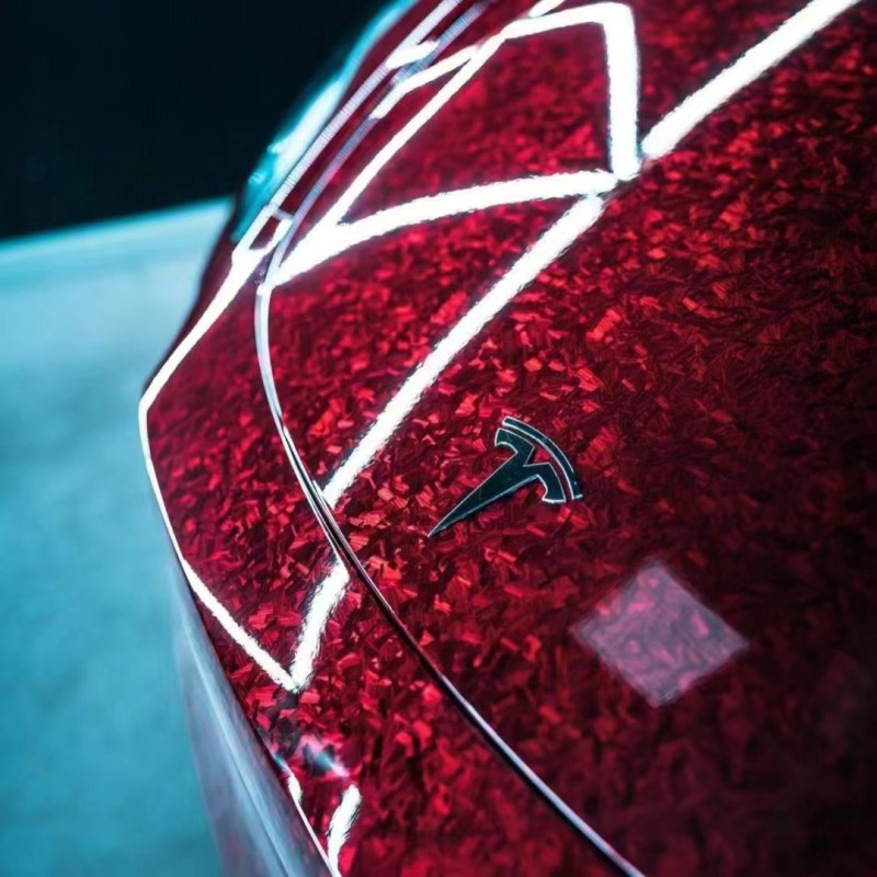 PET FORGED CARBON FIBER RED GLOSSY WRAPPING VINYL FILM