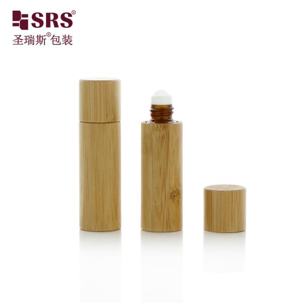 BG-5ML Manufacture Empty Amber Glass Inner Roller Ball Bottle With Bamboo Outer For Perfume Oil Cuticle Oil Packaging