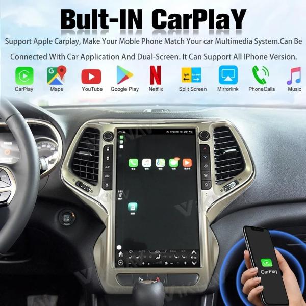 14.4 дюймовый Android-экран Автомобильное радио Для 2016-2019 Jeep Grand Cherokee 128G Навигация GPS Мультимедийный плеер Carplay 4G