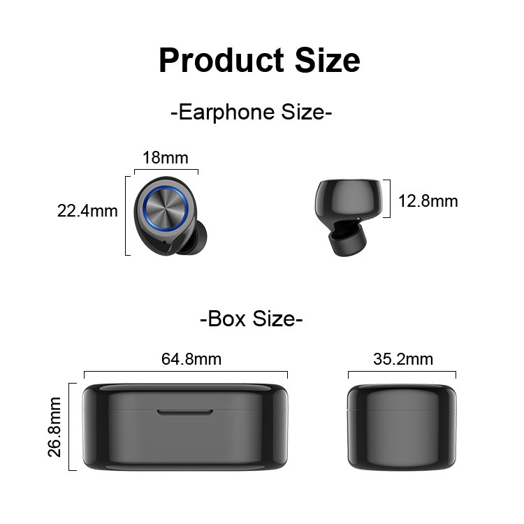 HiFi наушники Bluetooth цели стереофонического звука TWS TW80 V4.2 небольшие