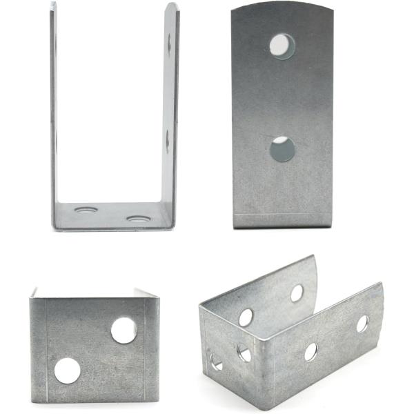 Wooden U Post Brackets 4Pcs Thickness 2Mm Galvanised Zinc For Wall Anchorings