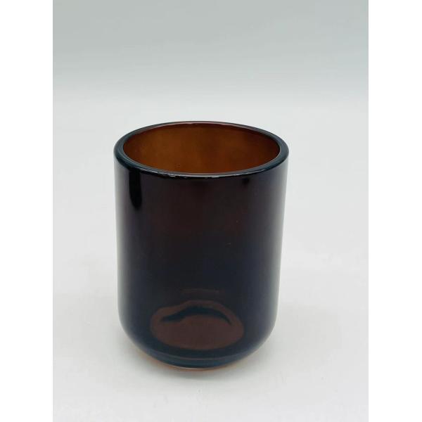 Accessoires de salle de bain en verre ambre Ensemble de pinceau de toilette de forme ronde Porteur de savon à main Dispensateur de savon Porteur de plateau de savon