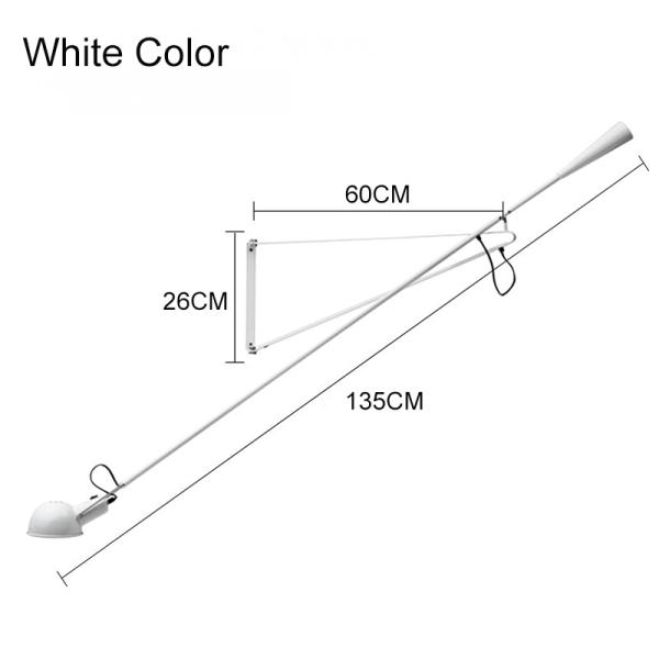 Art Decor LED Wall Mounted Bedside Light White Black Adjustable Long Arm Plug in Wall lamp (WH-OR-04)