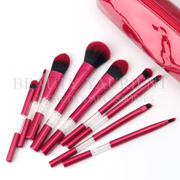 Luxurious 9 Piece Makeup Brush Set  Diamond Decoration Full Face Brush Set