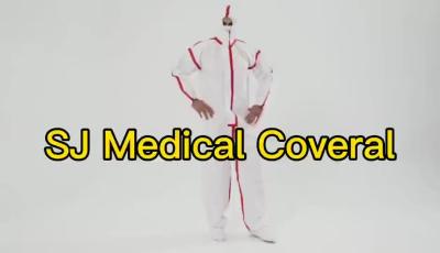 S&J Disposable Coverall with Hood Protection Suit Elastic Wrist Cuff Front Zipper, Water Resistant Premium Type5/6 coveralls