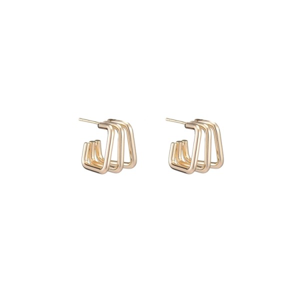 Fashion and Minimalist 14K Gold Plated Geometric Multi Layer Women's Earring Hypoallergenic Jewelry Studs Earrings