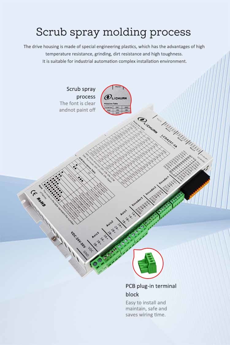 Lichuan 3A DC Closed Loop Stepper Motor Drivers Kit 3.5N.m 2 Phase Nema24 DC24V~50V 4.0/5.0/5.8A 1000PPR