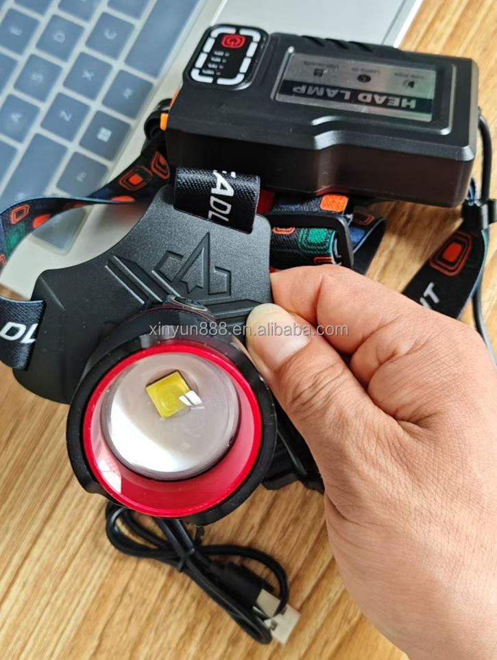 Cross-border Charging Outdoor Night Fishing Camping Hiking Emergency Lamp Induction Stretching Zoom Warning Strong Head Lamp