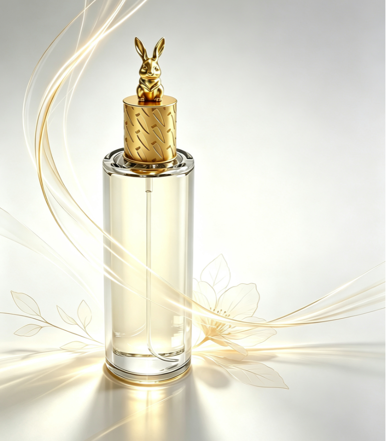 Luxury Rabbit Zinc Alloy Lid Refillable Empty Glass Perfume Bottle
