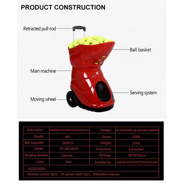 Siboasi W5 Red Tennis Ball Shooting Machine Indoor Outdoor