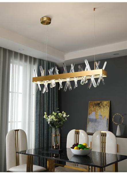 Mid century modern Rectangle Crystal Chandelier For Living Room Dining Room Kitchen Island Hanging Lamp(WH-CY-167)