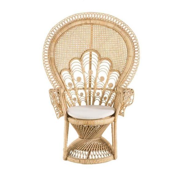 Wooden Rattan Arm Chair Outdoor Wicker Peacock Furniture