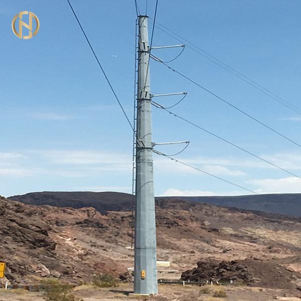 Double Circuit Tension Steel Power Poles 50FT 52FT 55FT Long Service Life