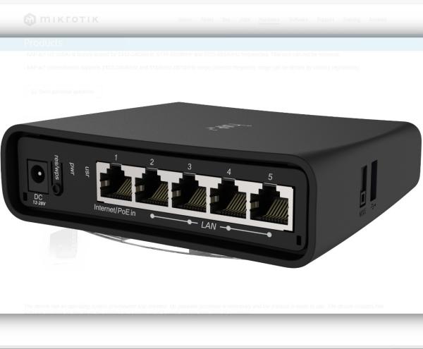 AP RBD52G-5HacD2HnD-TC de dupla banda 2.4/5GHz com 5 portas Ethernet Gigabit e 3G/4G USB
