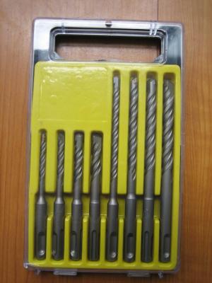 8-piece SDS-plus hammer drill set in Plastic box, single or cross tip