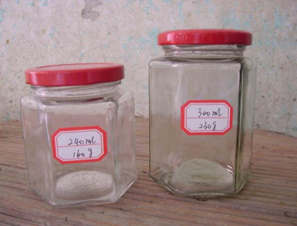 240ml 300ml hexagon glass jar for honey