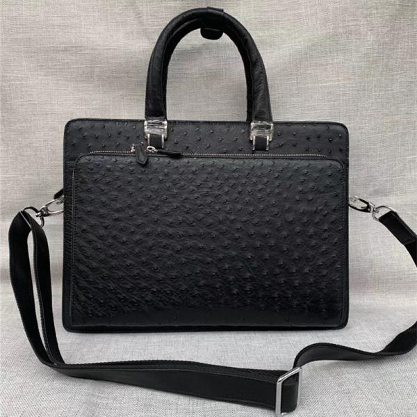 Authentic Real Ostrich Skin Men's Large Briefcase Laptop Purse Bag Genuine Exotic Leather Male Working Portfolio Handbag