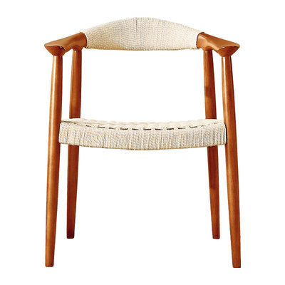 Weave Seat With Arm Modern Restaurant Leisure Black Wood Rattan Dining Room Chair