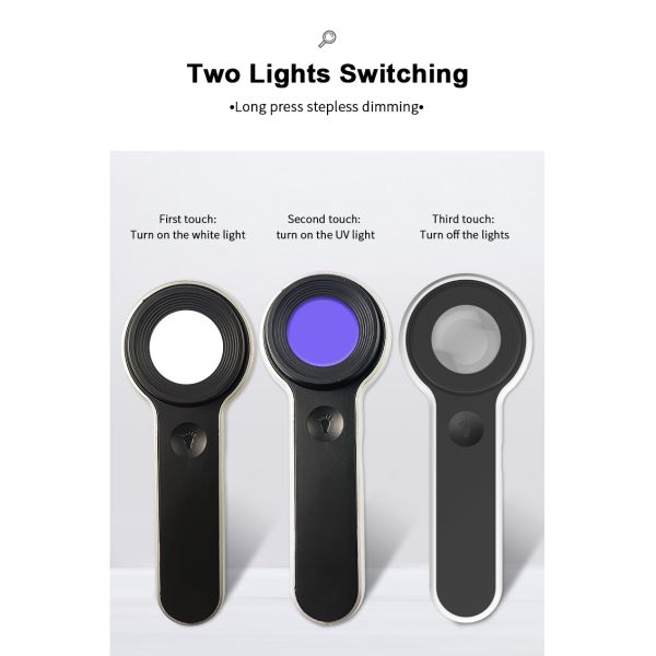 3LED/3UV Light Headband Magnifier 10x Focusing Reading Measuring Professional Vision Screen Handheld