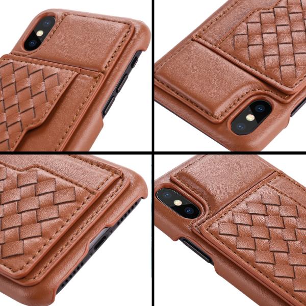 Fashion Hand Knitted Weave Design Flip Cover  PU Leather Card Slot Phone Case For iPhone X