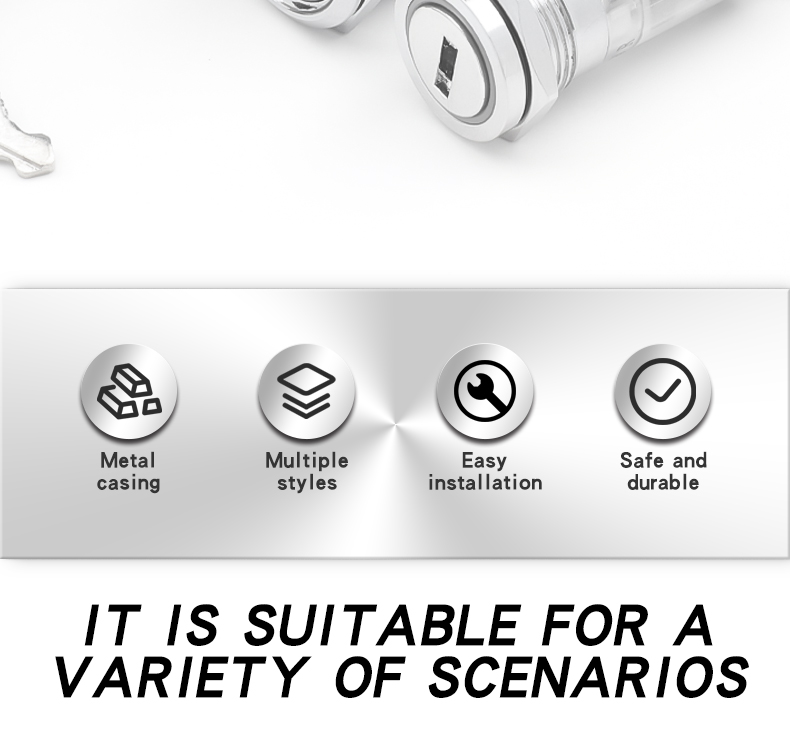 YZ-YSN-D Metal Key/knob IP65 Home Appliance Switch 16/19/22mm Self-Locking 1NO1NC/2NO2NC 220VAC Ring Illuminated LED 2/3