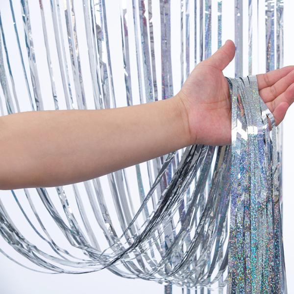 1x2m Silver Streamer Curtain 2mx1m Tinsel Fringe Curtain For Wedding Party