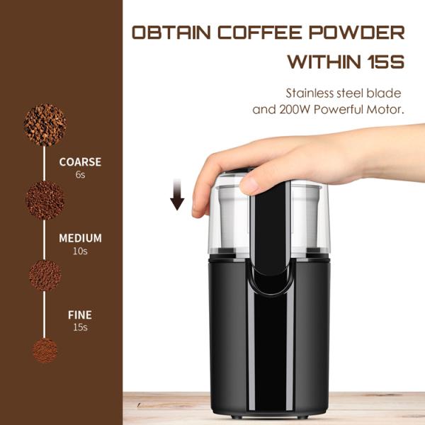UL Plug Electric Coffee Grinder Coarse Powder Black Stainless Steel Coffee Grinder Machine