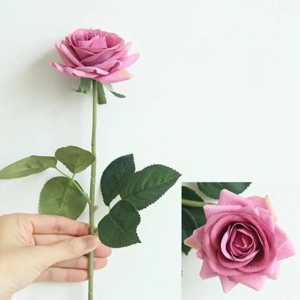 Flor de rosa artificial de caule único Flor de namoro Flor de seda de casamento Bouquet de rosa