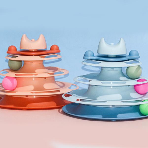 Durable Cat Turntable Four-Layer Track Self-Entertaining Educational Pet Toy for Play