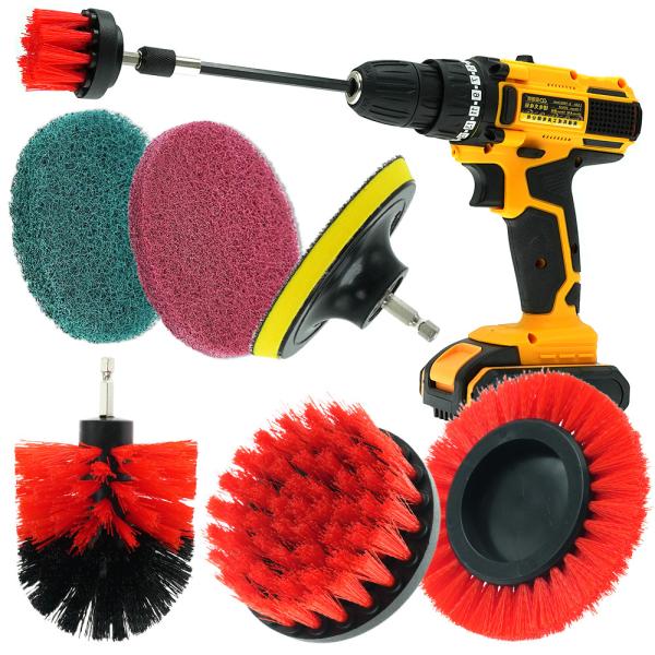 Cordless Drill Brush Attachment Electric Scrubber 8Pcs Kit