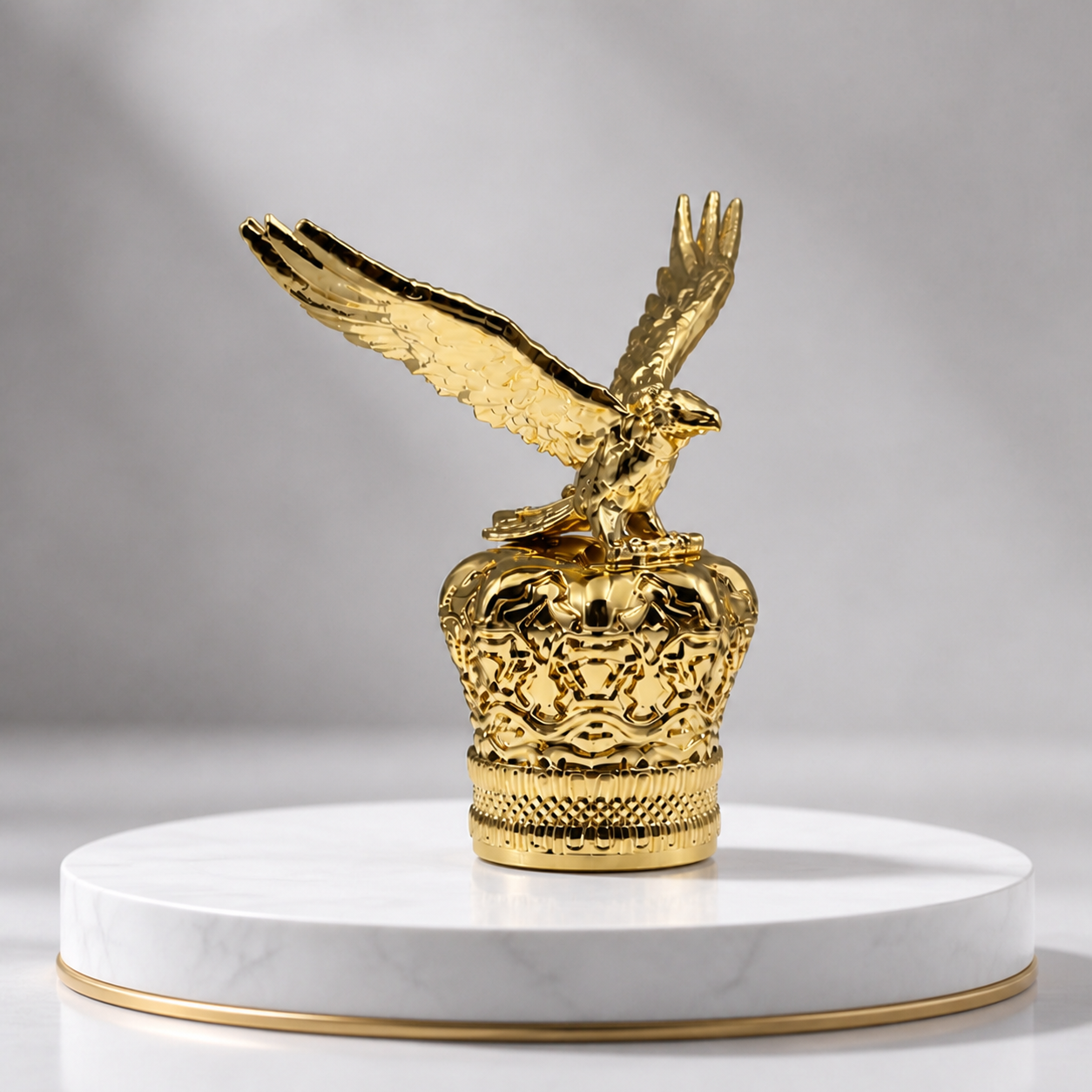 Ornate Eagle‑on‑Crown Zamac FEA15 Perfume Cap, Gold‑Plated Zinc Alloy Decorative Bottle Top