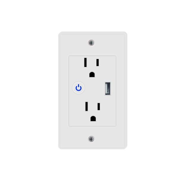 Wifi Smart Wall Outlet 2ac+1usb Us Standard Work With Google&Alexa voice Control